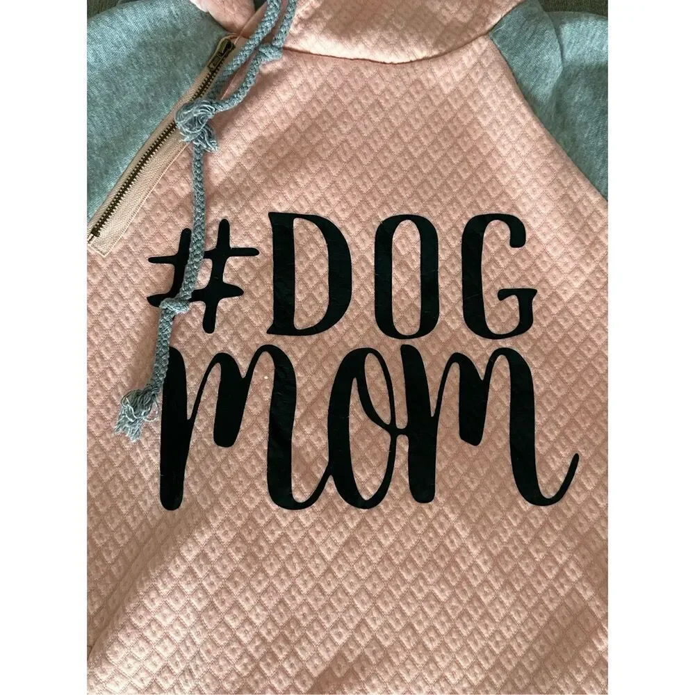 # DOG MOM HOODIE SWEATSHIRT‎ faux quilted center sz small